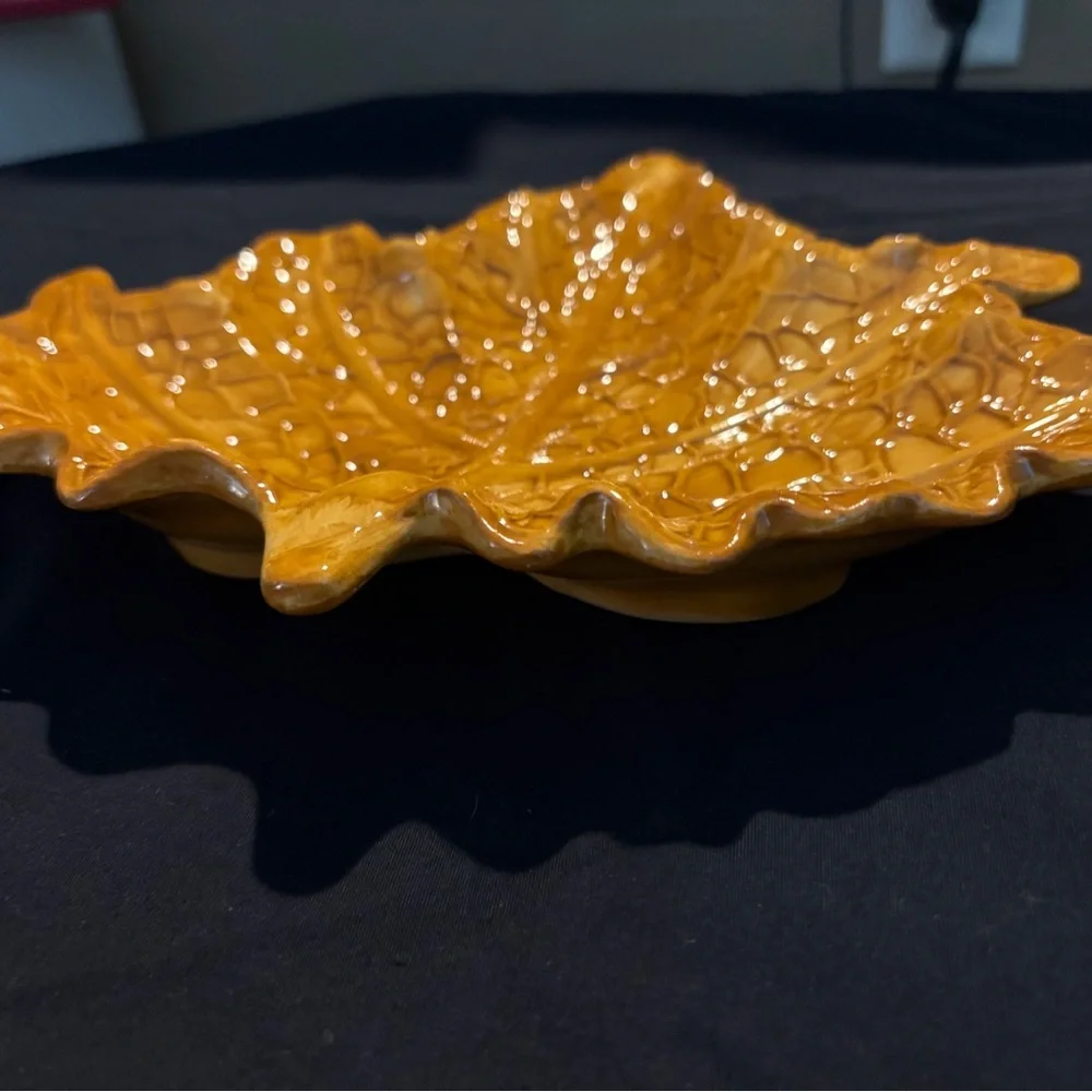 Leaf-Shaped Orange Decorative Dish by Style Eyes